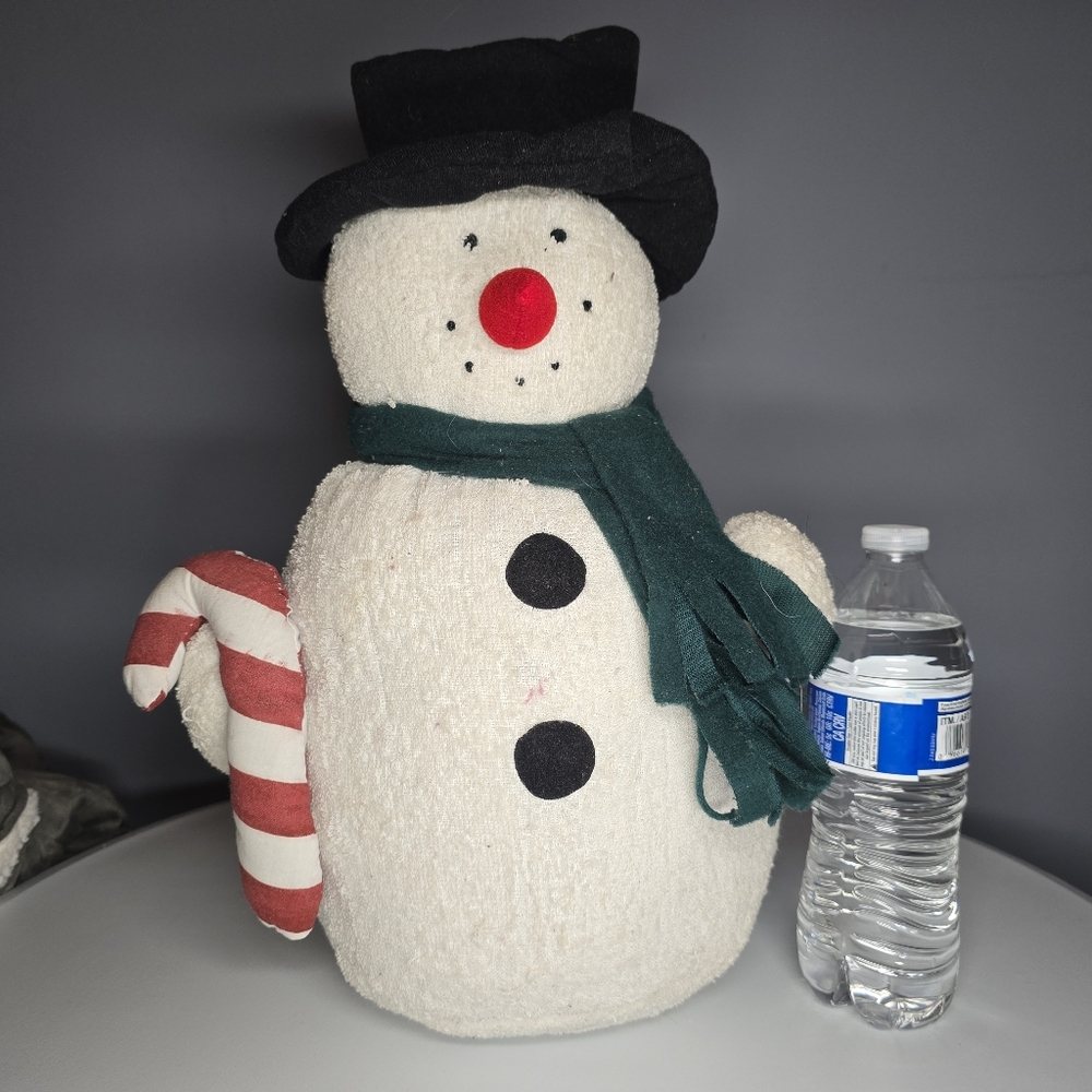 Large Terry Cloth Snowman w/Candy Cane, Scarf, & Top Hat-Christmas/Holiday Decor